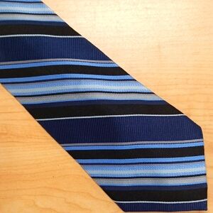 Classic Blue and Black Striped Silk Tie